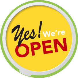 A business sign that says ` yes., We`re Open